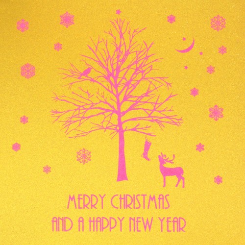 Merry Christmas - New Year /  Tree  - Boxed Christmas Cards 6 Per Box CP1