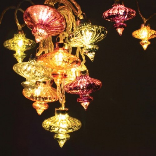 Kasbah Glass Lanterns Decorative Light Chain   - 20 Led Indoor Light Chain - li913