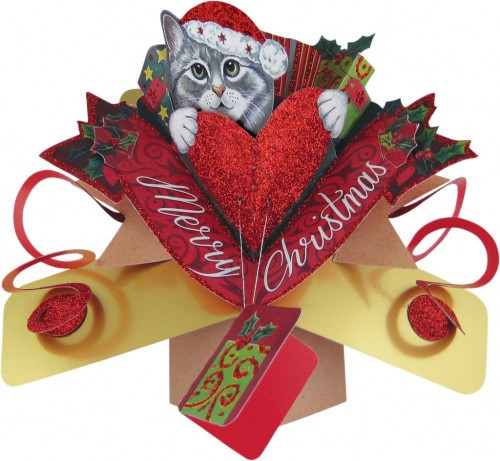 With Love  Merry Christmas / Cat  -  Christmas Pop Up Card - XPOP020
