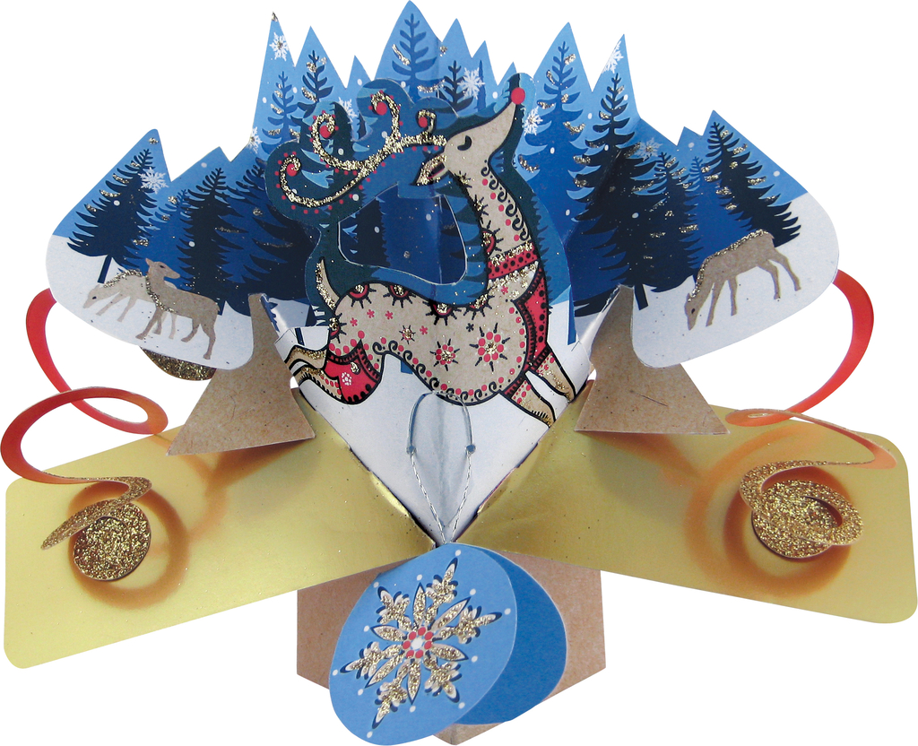 Reindeer - Petite Christmas Pop Up Card - XPOPM025