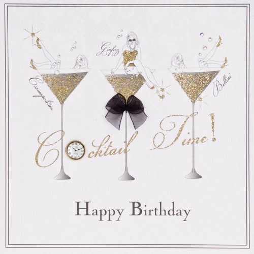 Birthday / Cocktail Time  -  Handmade Open Birthday Card - ET13