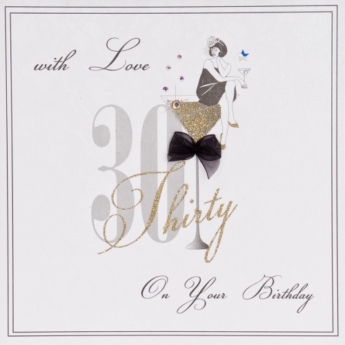 With Love 30th Birthday  -  Handmade  Birthday Card - ET38