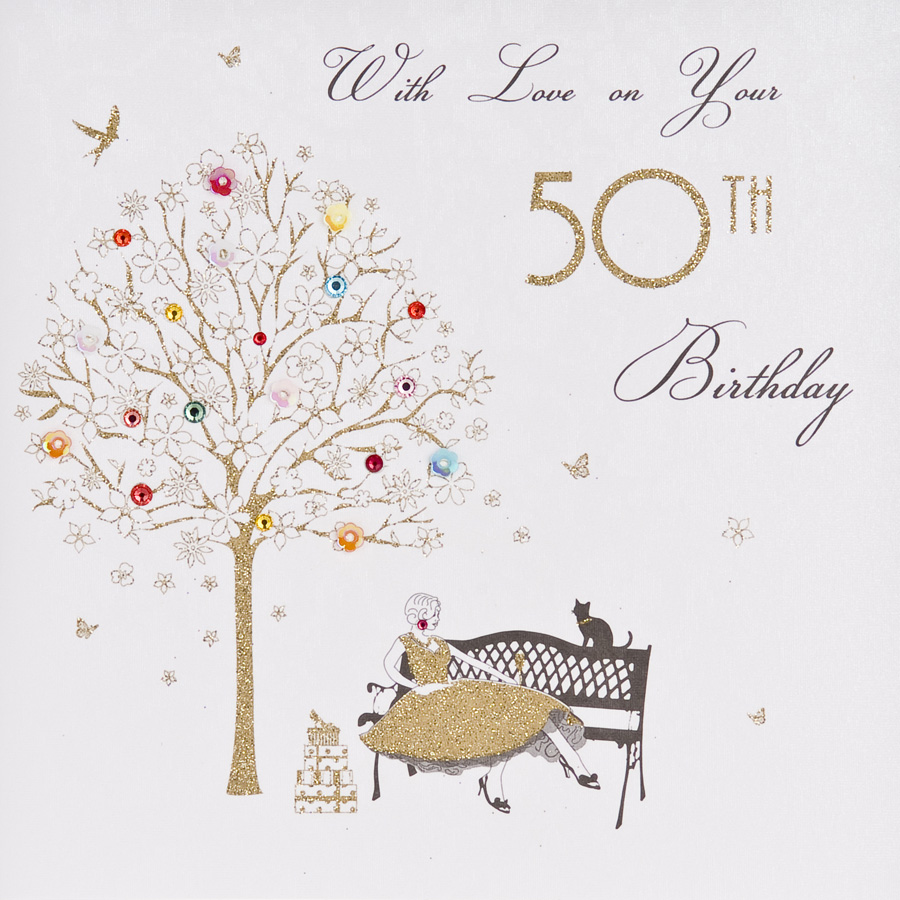 With Love 50th Birthday - Handmade Birthday Card - ET41