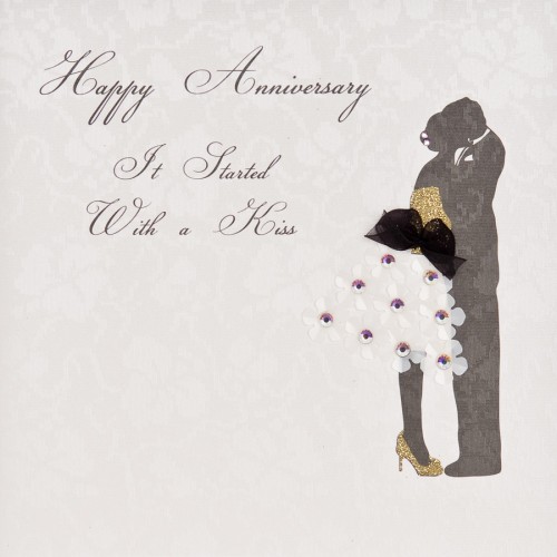 It Started With A Kiss / Anniversary  -  Handmade Open Anniversary Card - ET71