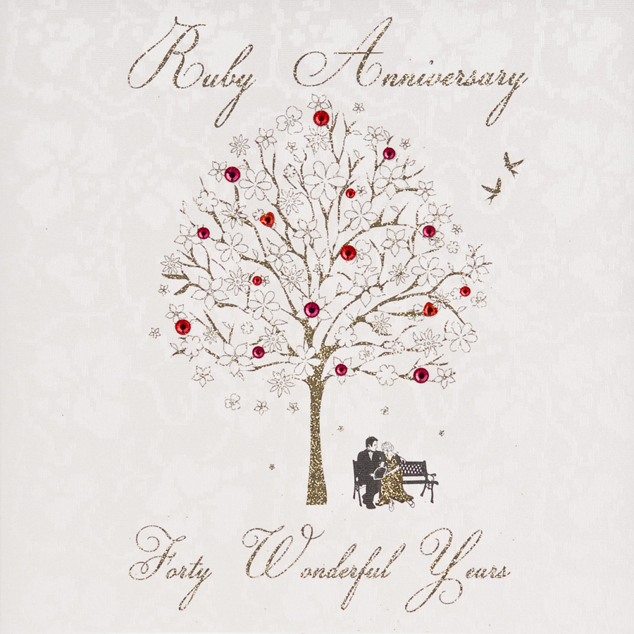 Ruby Anniversary - Handmade Anniversary Card - ET73