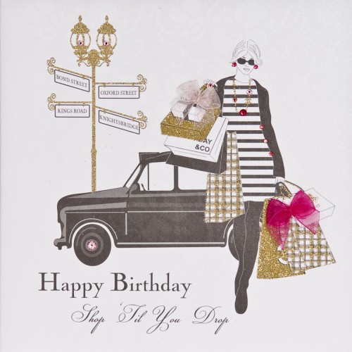 Shop Til You Drop  -  Handmade Open Birthday Card - ET9