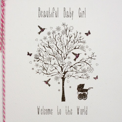 Beautiful Baby Girl  -  Handmade Greeting Card - BY3