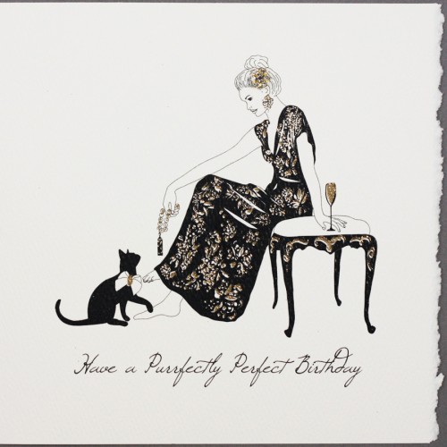 Purrfectly Perfect Birthday -  Handmade Open Birthday Card -  S15