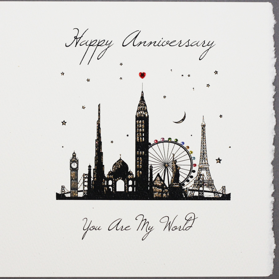 Happy Anniversary / World - Handmade Open Anniversary Card - S48