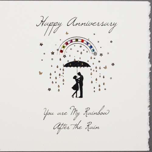 Happy Anniversary / Rainbow -  Handmade Open Anniversary Card -  S49
