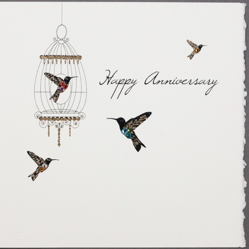 Happy Anniversary / Birds -  Handmade Open Anniversary Card -  S52