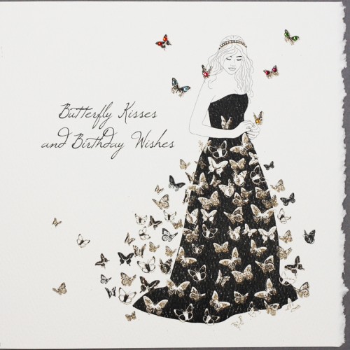 Butterfly Kisses & Birthday Wishes  -  Handmade Open Birthday Card - S9
