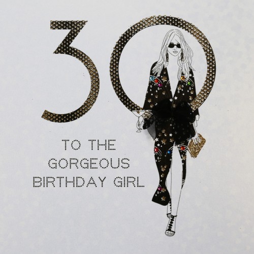 Gorgeous Birthday Girl  -  Handmade  30th Birthday Card  -  AG13