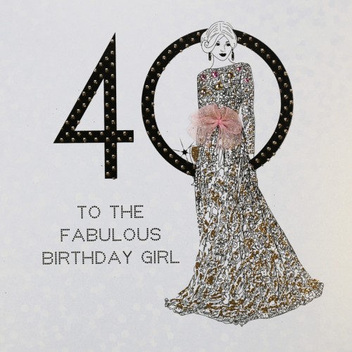 Fabulous Birthday Girl  -  Handmade 40th Birthday Card  -  AG14