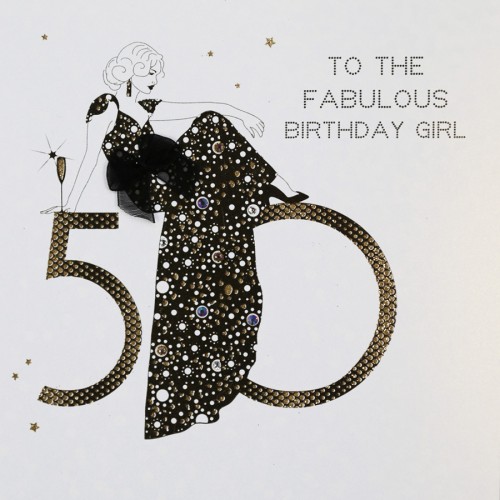 Fabulous Birthday Girl  -  Handmade 50th Birthday Card  -  AG15