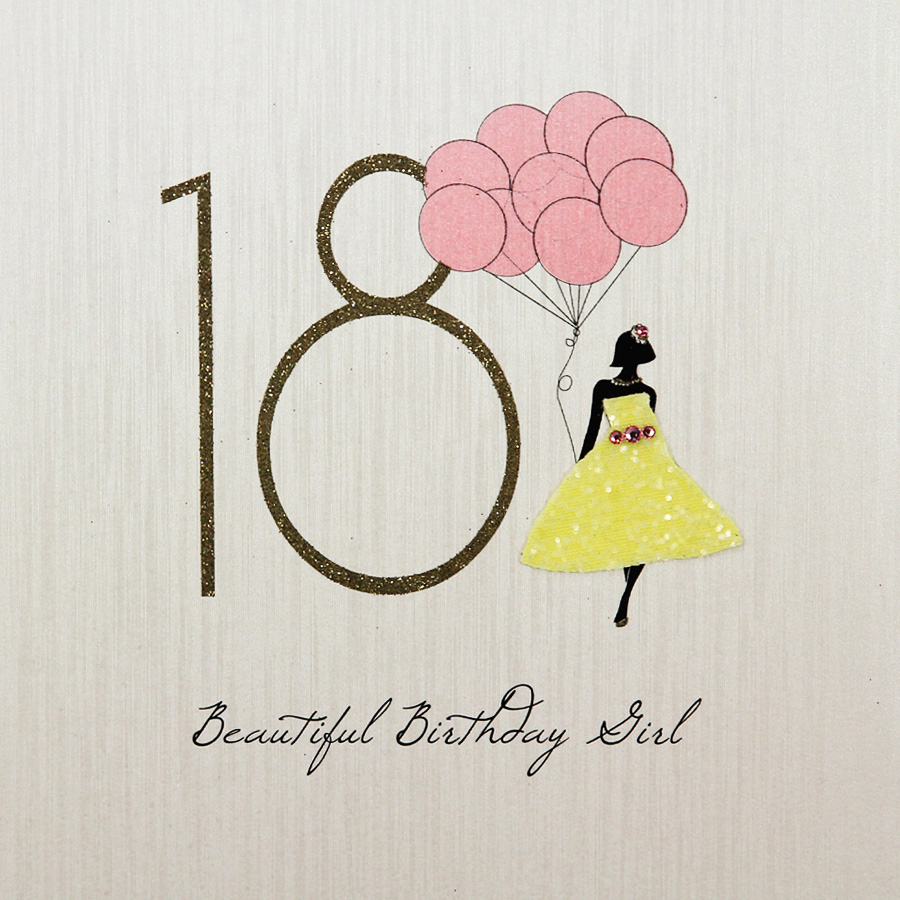 Beautiful Birthday Girl - Handmade 18th Birthday Card - FK2. 