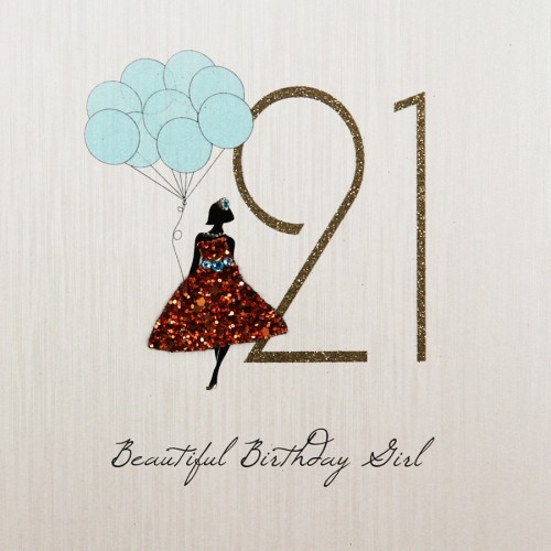 Beautiful Birthday Girl  -  Handmade 21st Birthday Card  -  FK3