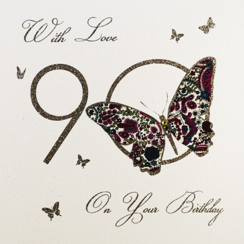 With Love On Your Birthday  -  Handmade 90th Birthday Card  -  MB33