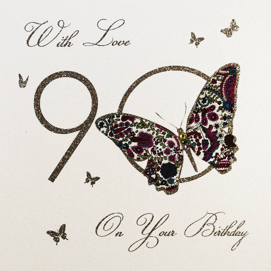 With Love On Your Birthday Handmade 90th Birthday Card MB33 Tilt Art