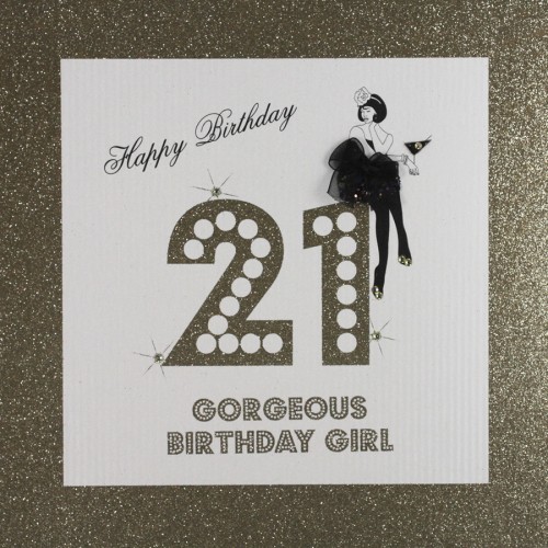 Gorgeous Birthday Girl  -  Large Handmade 21st Birthday Card  -  GA3