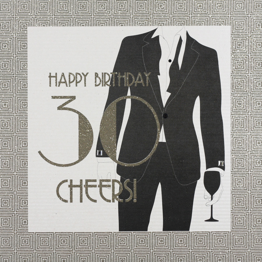 Happy Birthday 30th - Large Handmade Birthday Card - GA52