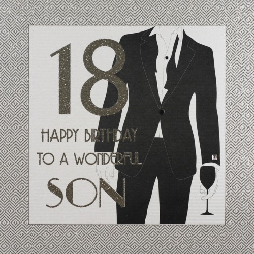 18th Birthday Wonderful Son  -  Large Handmade Birthday Card  -  GA57
