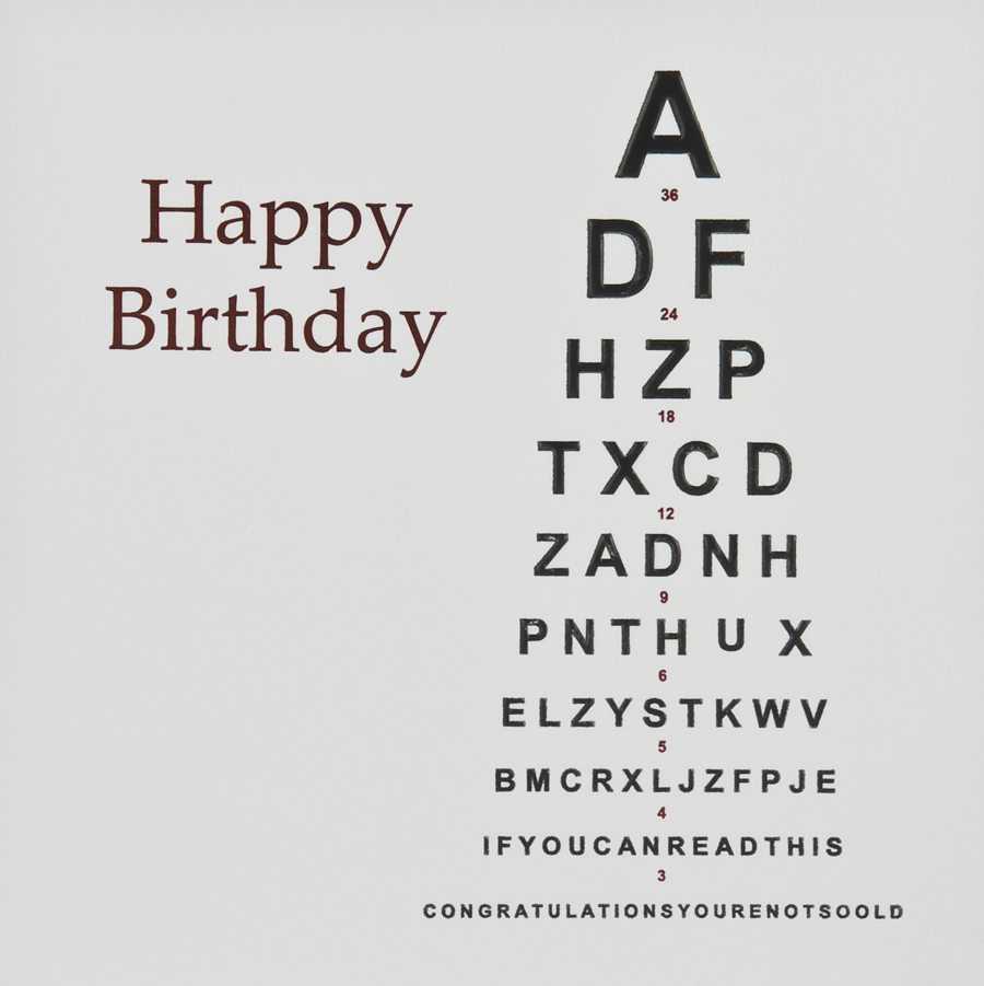 If You Can Read This / Eye Test - Quality Embossed Open Birthday Card - R50