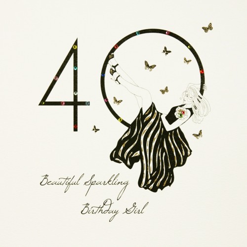 Beautiful Sparkling Birthday Girl  -  Large Handmade 40th Birthday Card  -  SL4