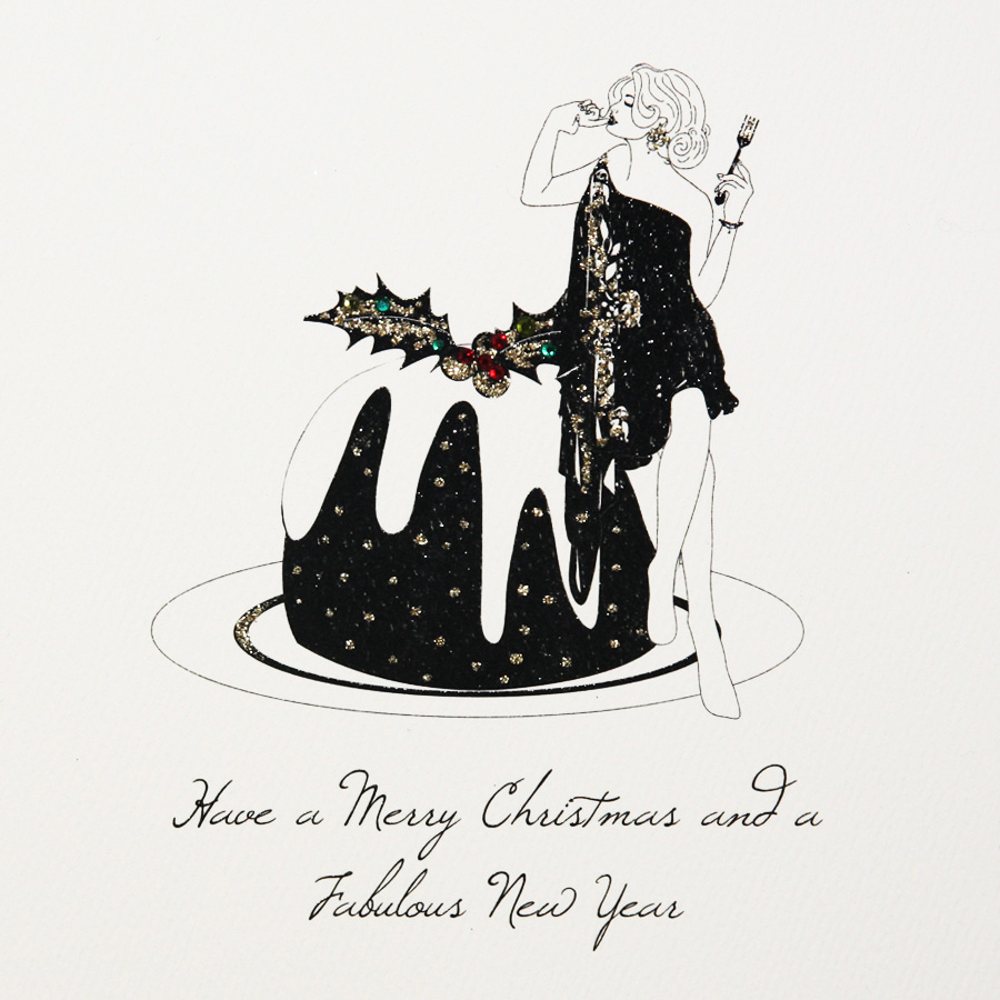Merry Christmas / Fabulous New Year - Handmade Open Christmas Card - M1