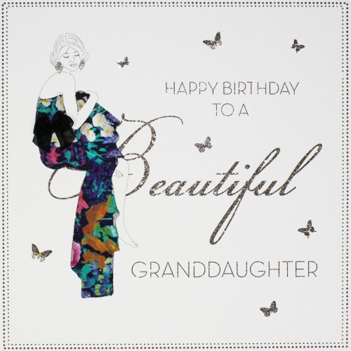 Beautiful Granddaughter  -  Large Handmade Birthday Card  -  BLY19