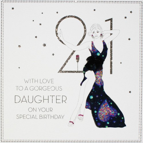 With Love To A Gorgeous Daughter  -  Large Handmade 21st Birthday Card  -  BLY21
