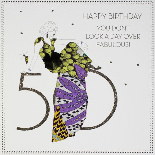 Day Over Fabulous !  -  Large Handmade 50th Birthday Card  -  BLY8