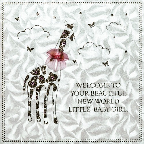 Welcome To Your Beautiful New World  -  Handmade New Baby Girl Card  -  GD34