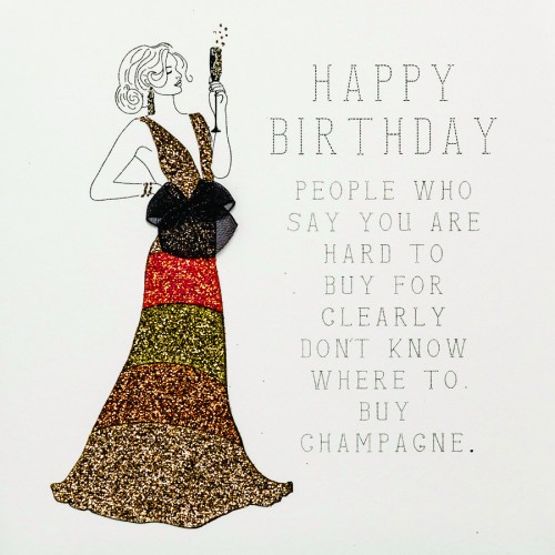 Happy Birthday / Champagne  -  Handmade Open Birthday  Card  -  RB12