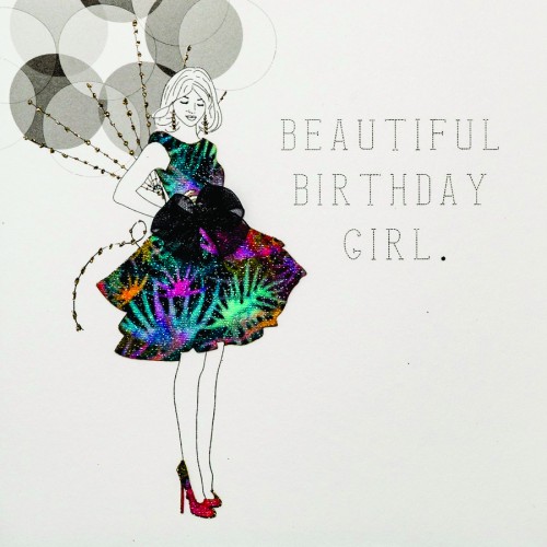 Beautiful Birthday Girl  -  Handmade Open Birthday  Card  -  RB8