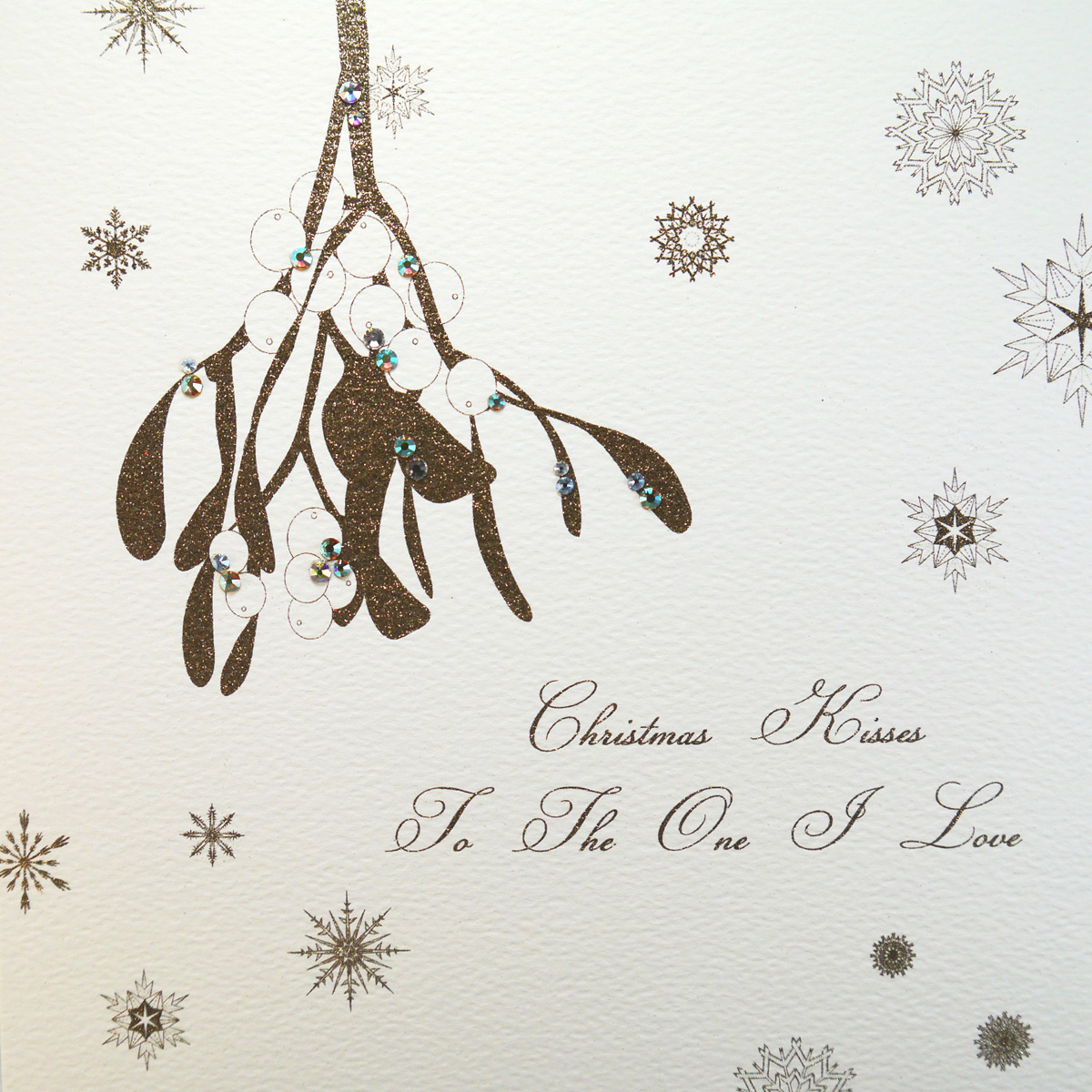Christmas Kisses To The One I Love - Large Handmade Christmas Card - QWL1
