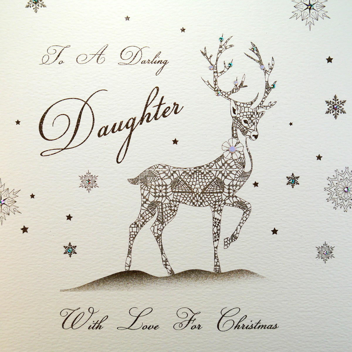 To A Darling Daughter - Large Handmade Christmas Card - QWL8