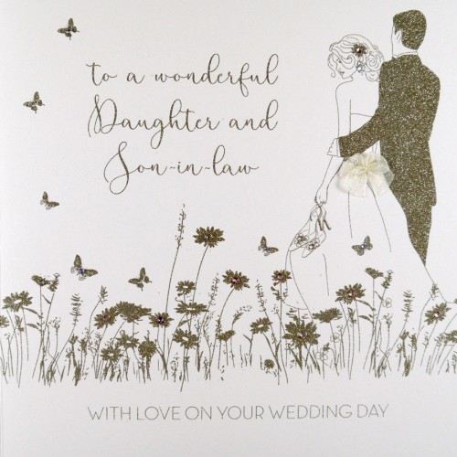 Wonderful Daughter & Son-In-Law  -  Large Handmade Wedding Card  -  RAD22