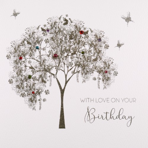 With Love On Your Birthday / Tree  -  Handmade Open Birthday Card  -  GS2