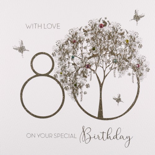 With Love On Your Special Birthday   -  Handmade 80th Birthday Card  -  GS26
