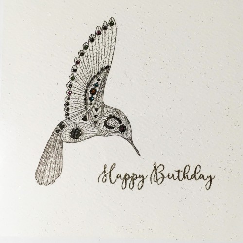 Happy Birthday / Hummingbird   -  Handmade Open Birthday Card  -  GS51