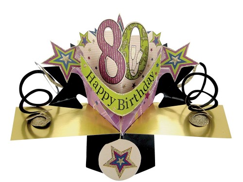 Happy 80th Birthday  -  Pop Up Card -  POP075