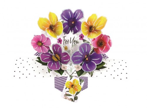 Pansies   -  Open Pop Up Card -  POP139