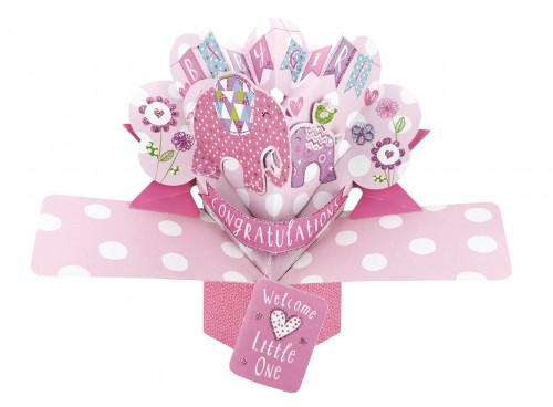 Welcome Little One   -  Birth Baby Girl Pop Up Card -  POP145