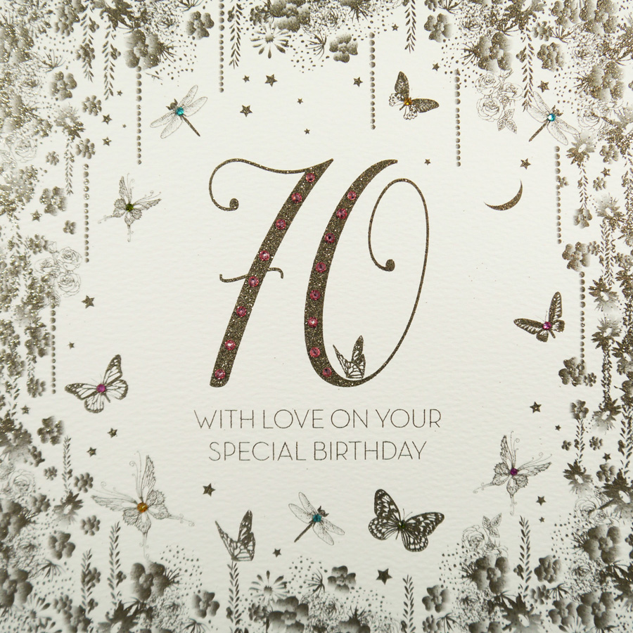 With Love On Your Special Birthday - Large Handmade 70th Birthday Card / GSL11