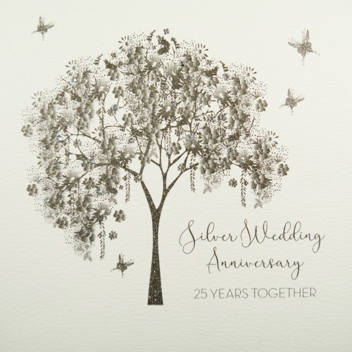 25 Years Together  -  Large Handmade Silver Anniversary Card  /  GSL16