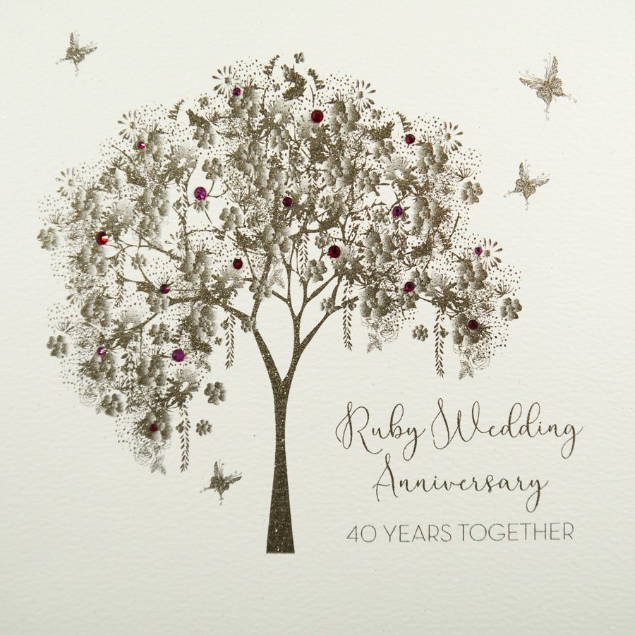 40 Years Together - Large Handmade Ruby Anniversary Card / GSL17