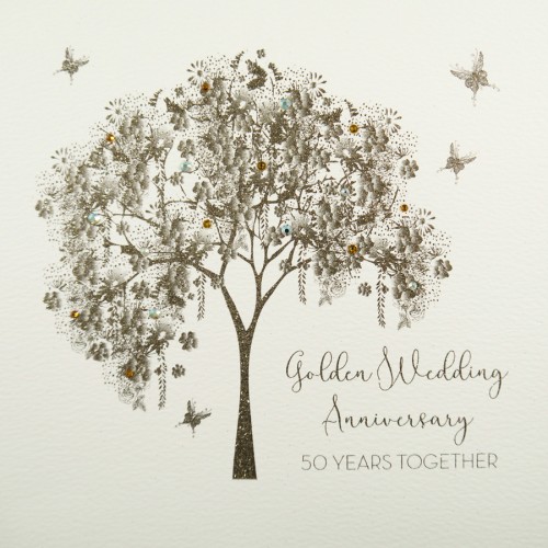 50 Years Together  -  Large Handmade Golden Anniversary Card  /  GSL18