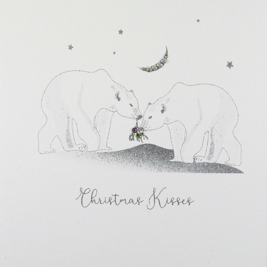 Christmas Kisses - Handmade Open Christmas Card / IC14