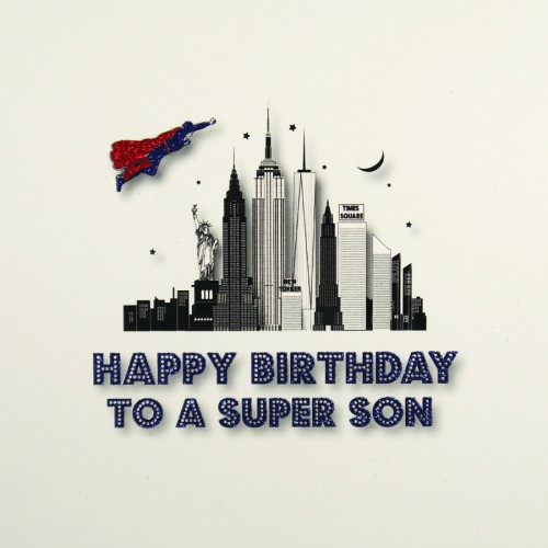 Happy Birthday To a Super Son  -  Large Handmade Birthday Card  /  MRM18